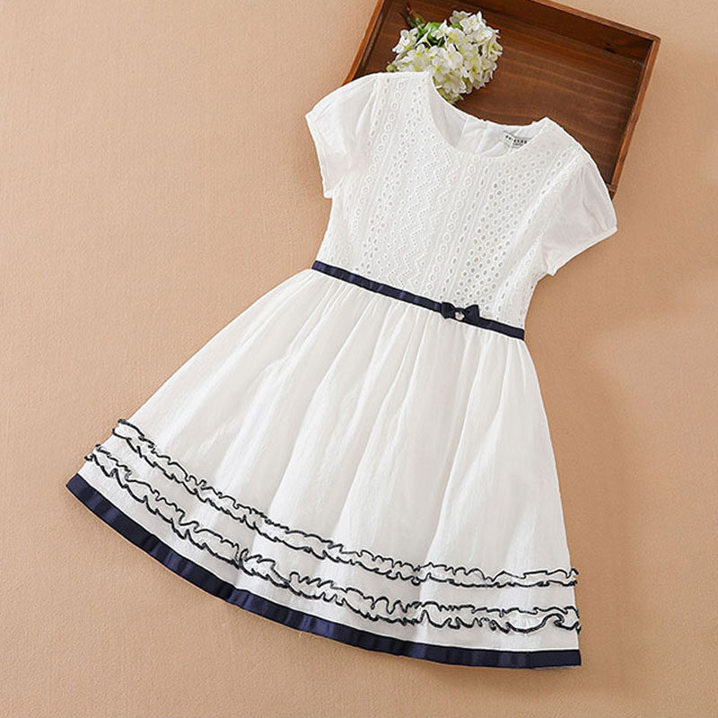 Girls dress summer dress 2022 new cotton white middle-aged and big boy girl Western style princess skirt children's skirt