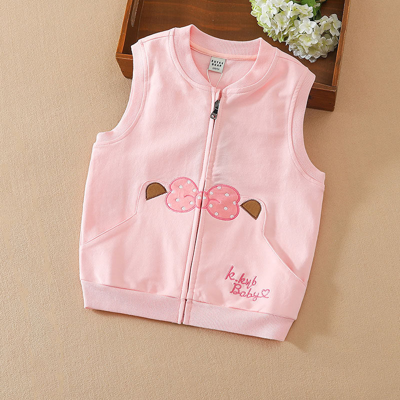 Child waistcoat Vest Vest Autumn Clothing Baby Outside Wearing Sweatshirt Spring Autumn Girl Manclip Jacket Pure Cotton Thin Waistcoat