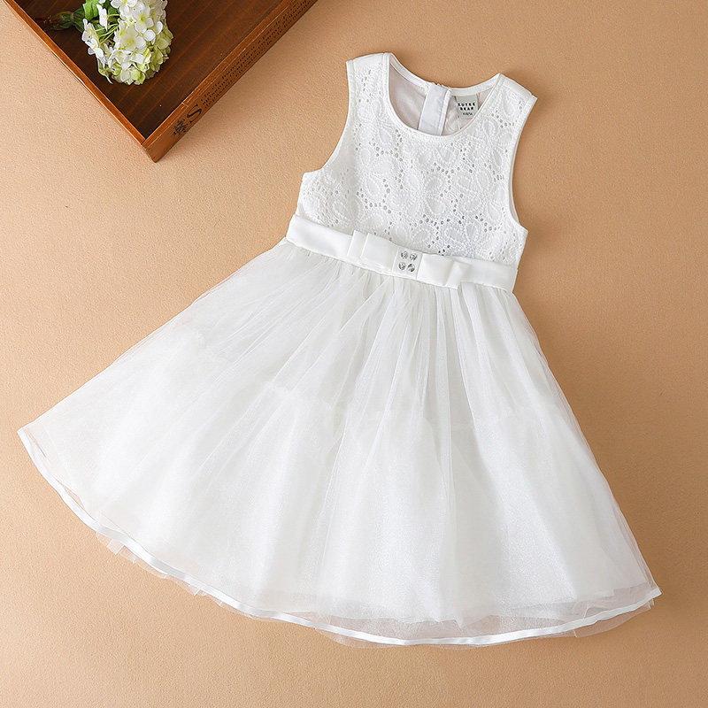 Girls princess skirt white gauze skirt 2021 new summer dress sleeveless vest girl dress children's Western style skirt