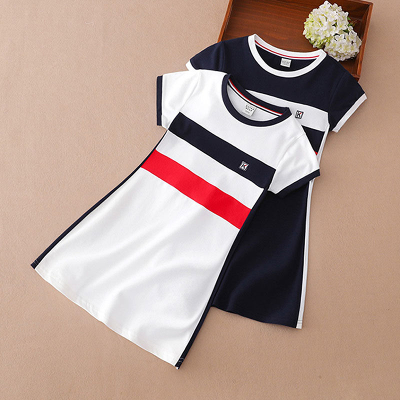 Girls dress summer cotton short-sleeved Western style little girl sports summer children's clothing middle-aged children's skirts