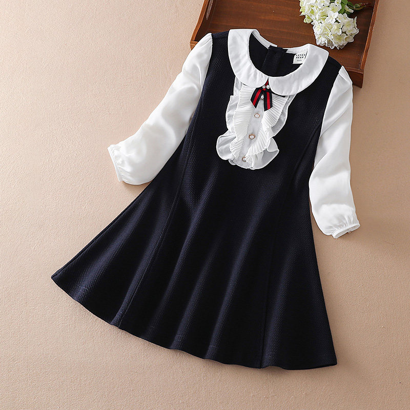 Girls long-sleeved dress spring and autumn new British college style little girl princess skirt children's autumn skirt children's clothing