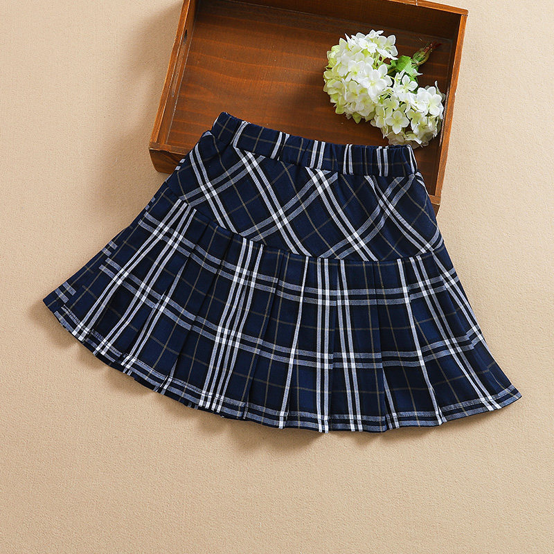 Children's jk summer skirt girls pleated skirt skirt anti-light 2021 new summer plaid skirt