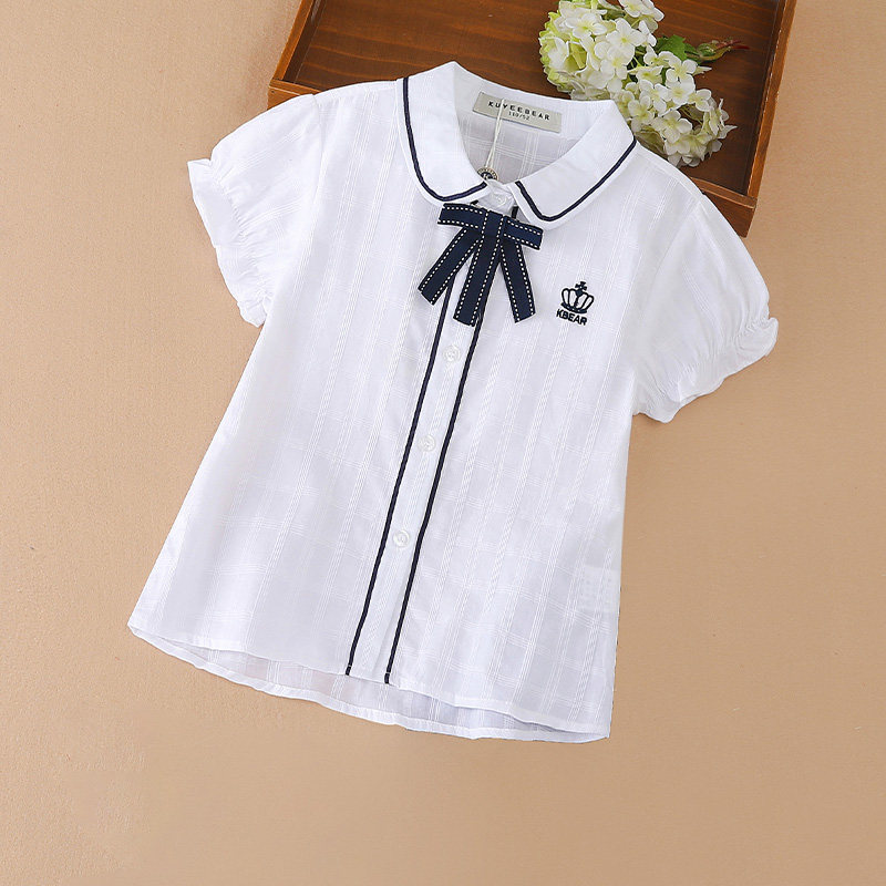 Girls white shirt college style 2021 new summer children short sleeves jk shirt primary school doll collar uniform