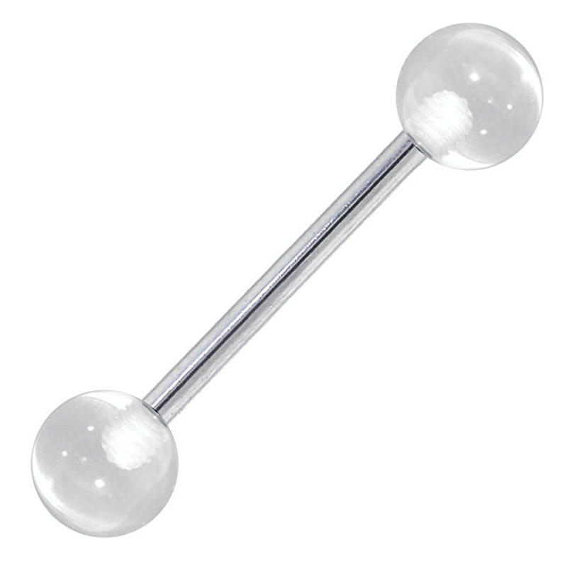 Transparent Tongue Ring Tongue Nail Invisible Tongue Ring Medical Steel Tongue Ring Bolt Ring Steel Rod Transparent Ball Tongue Nail Puncture Ornament