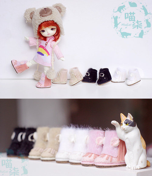 BJD Eva Shoes Plush Rabbit Ears Small Boots 8 points 80% lati Painted Pukifee
