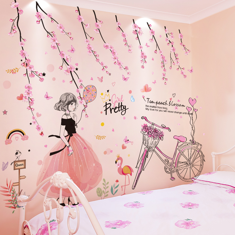 Bedroom warm wall stickers 3D three-dimensional wall decoration Girl room decoration Bed wallpaper self-adhesive ins