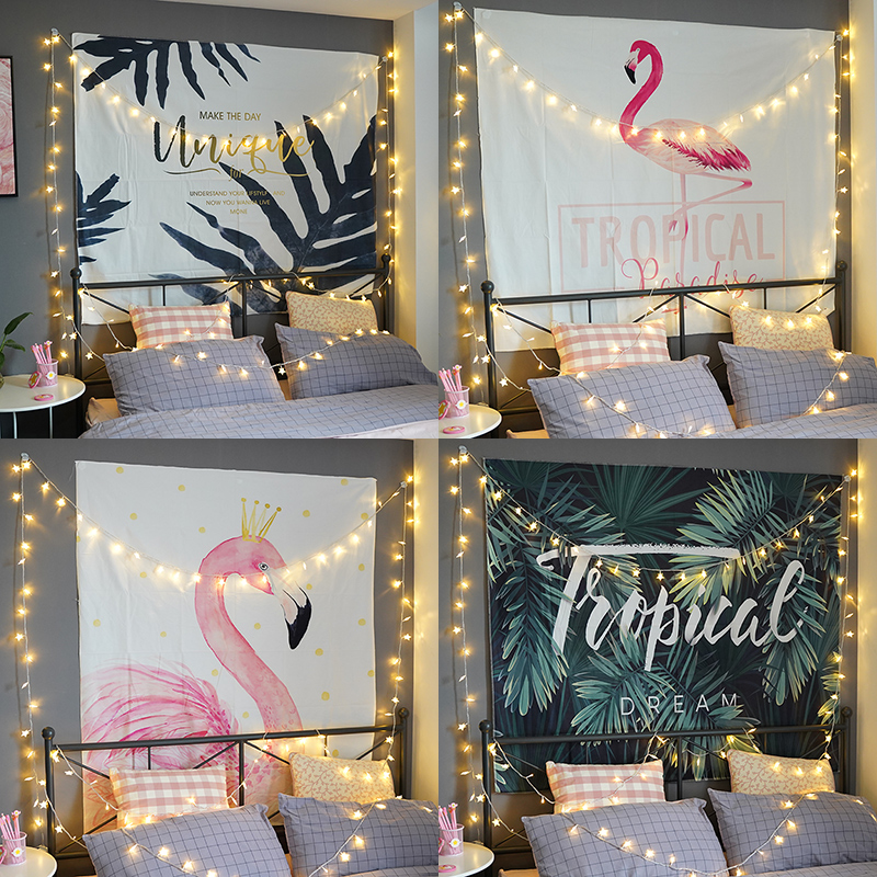 Rental House Renovation Small Home Innate Red Hanging Cloth Background Wall Adornment Clojing Room Wall Wall Headboard Bedroom