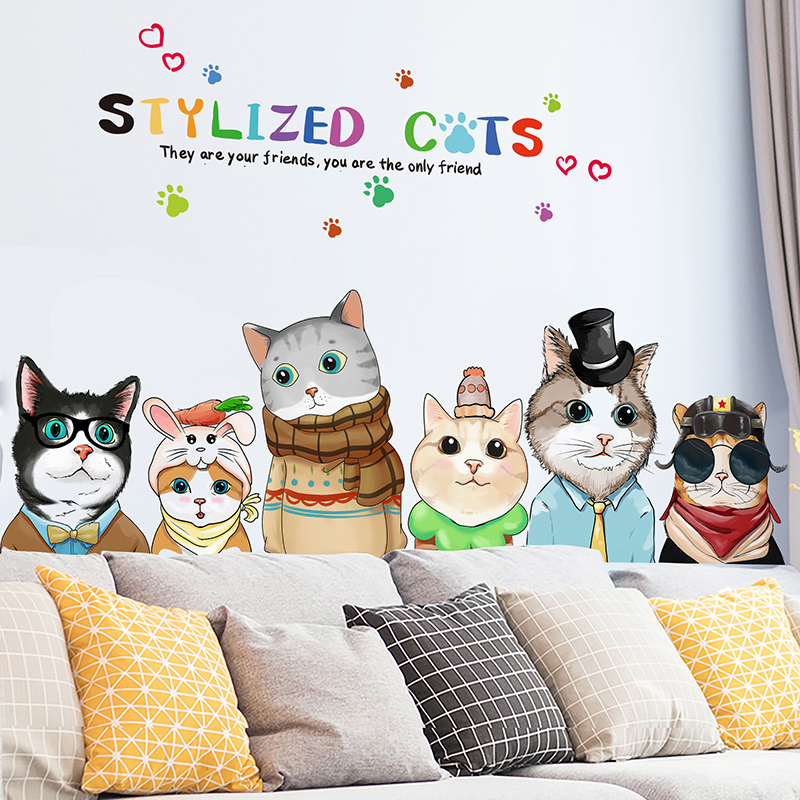 Headboard Cartoon Stickers Living-room Sofa Background Wall Decoration Creative Wall Wall Wall Collage Wall wallpaper Self-adhesive