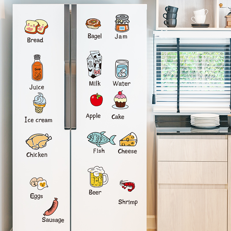 Restaurant Restaurant food refrigerator stickers Creative personality foodie Kitchen decorations Household items Self-adhesive wall stickers