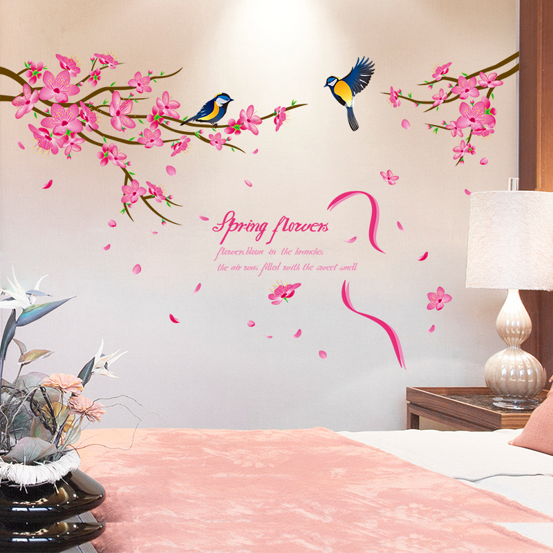 Chinese wind wall stickers buffet restaurant warm wall plum decoration wall decoration peach flower