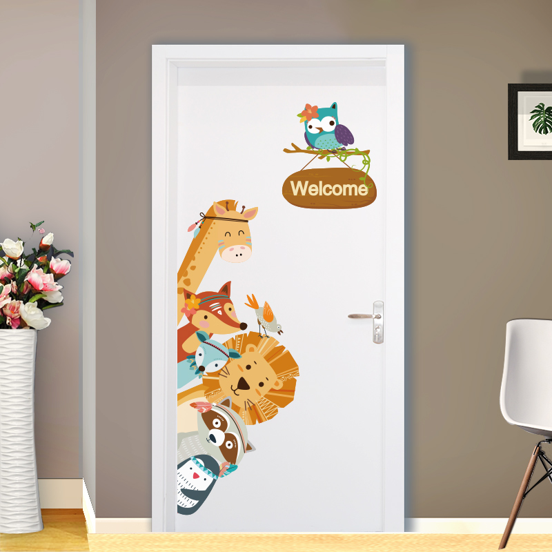 Joy Zoo Door Sticker Children's Room Door With Picture Boy Baby Bedroom Adornment Self-Glued Wall Wallpaper