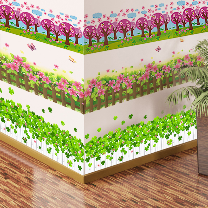 Skirting board wall sticker self-adhesive indoor children's room ugly wall decoration corner wall sticker grass wall painting