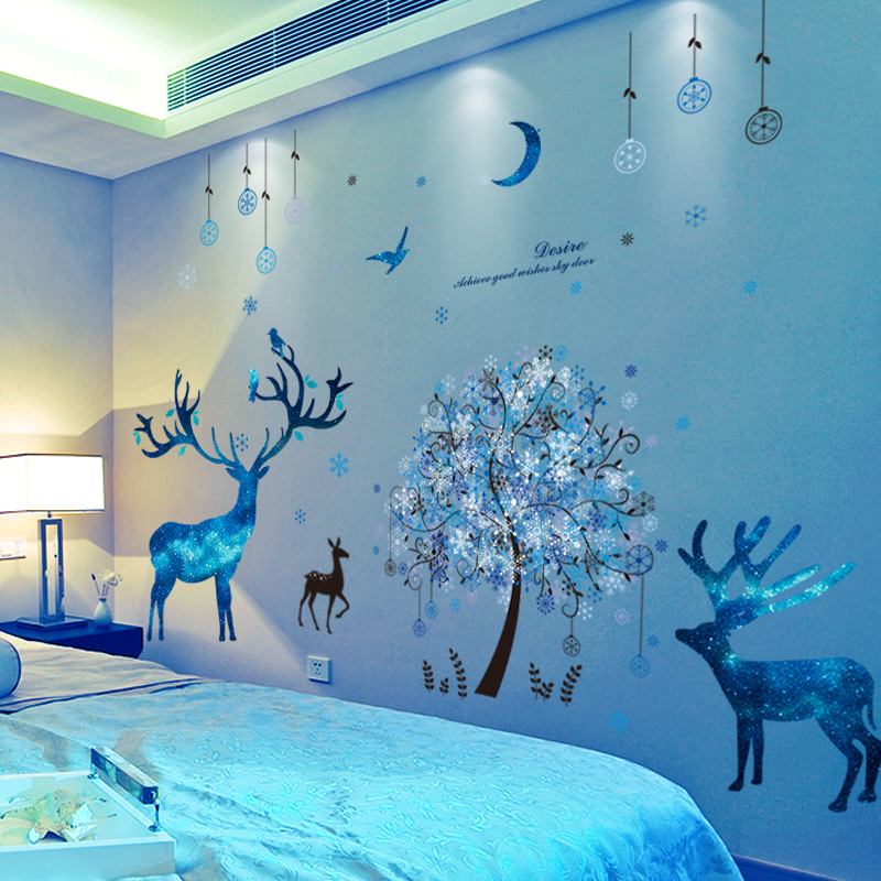 Bedroom warm and romantic wall stickers girl room wall decorations wall wallpaper self-adhesive wallpaper small fresh stickers