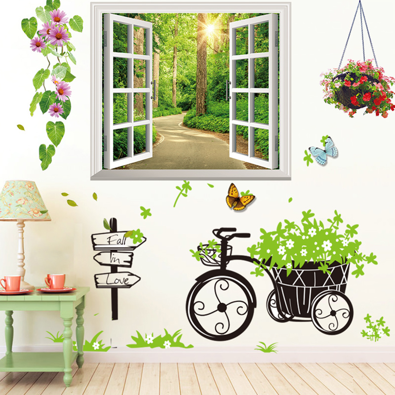 Small freshener wall sticker 3D stereo simulation window sticker bedroom cozy room wall Wall Decoration Self-Glued Wallpaper
