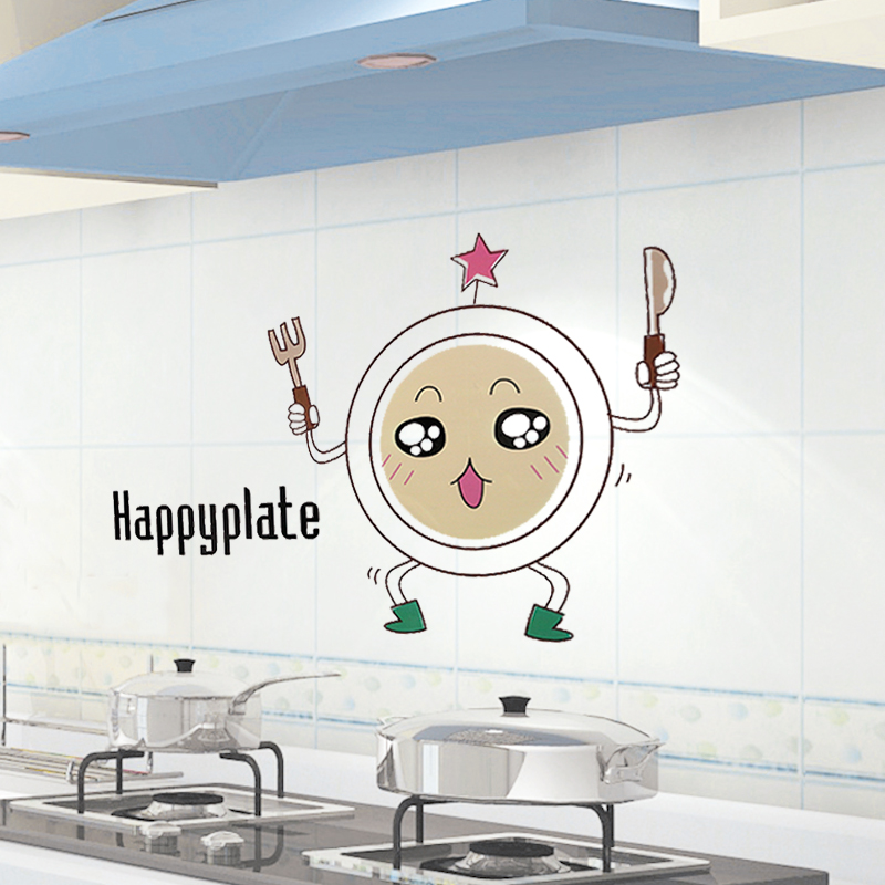 Kitchen oil-proof sticker hearth high temperature resistant wallpaper self-adhesive waterproof scrub wall stickers home cartoon ceramic tile stickers