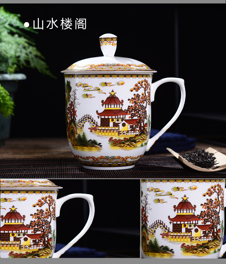 Jingdezhen ceramic cups with cover household dragon cup tea cup of the big office gift custom large tea cups