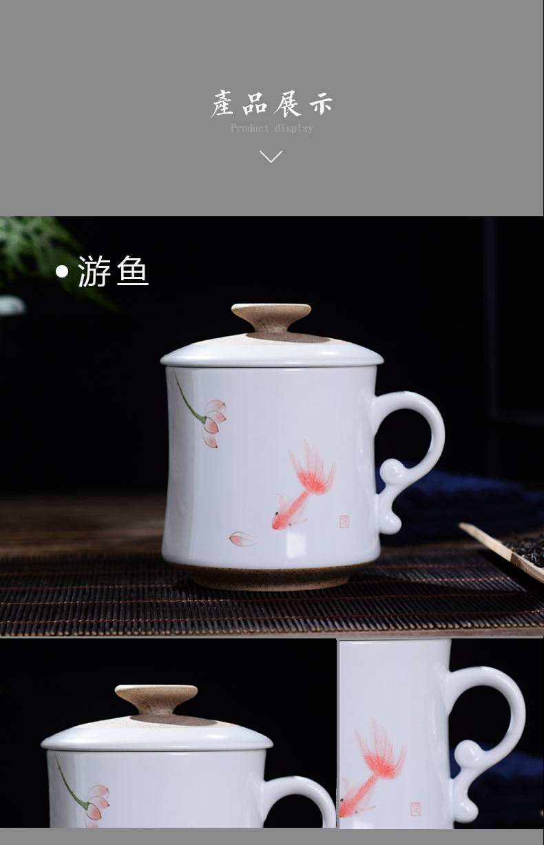 Jingdezhen ceramic cups with cover with matte enrolled glaze tea cup of the big glass gifts customized high white clay tea sets