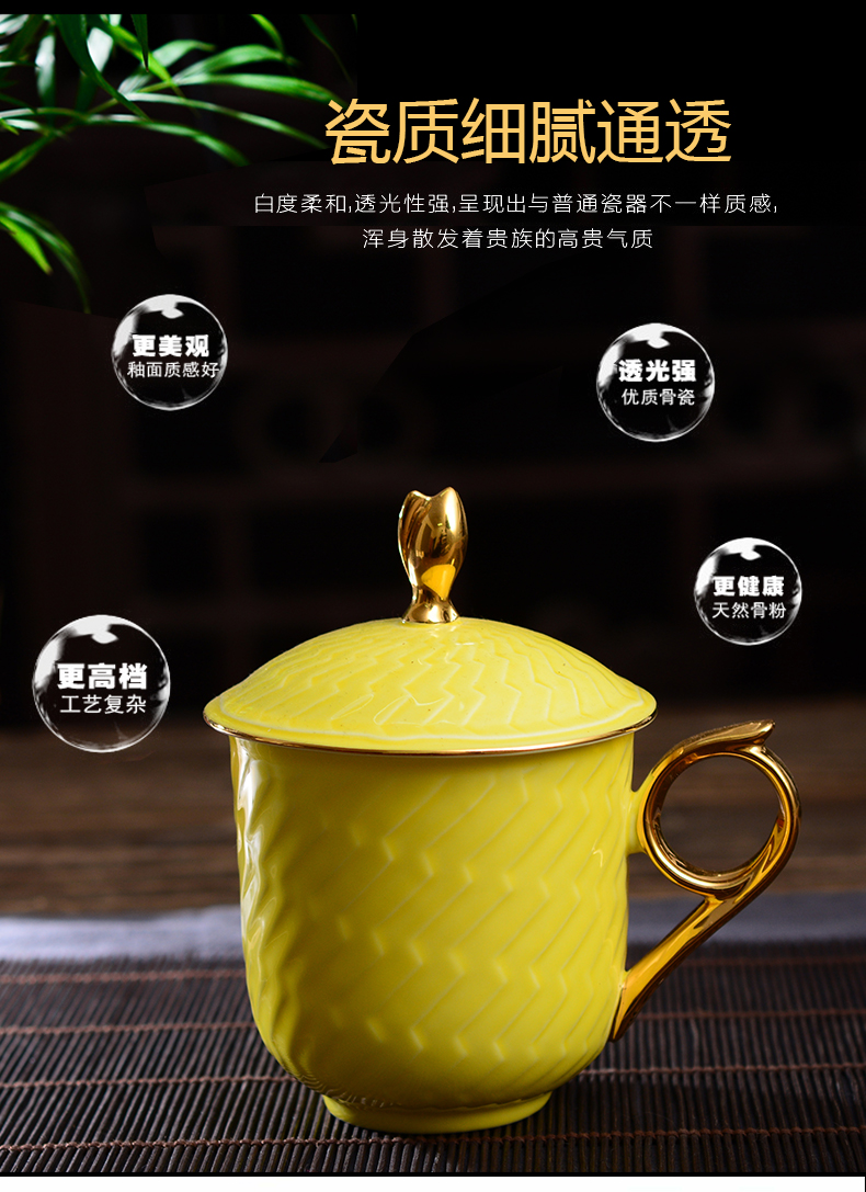 Jingdezhen ceramic cups with cover ipads porcelain cup creative move of a variety of color glaze cup gold cup cup with a gift