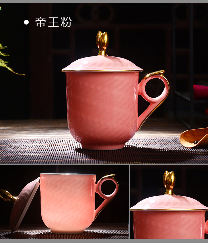 Jingdezhen ceramic cups with cover ipads porcelain cup creative move of a variety of color glaze cup gold cup cup with a gift