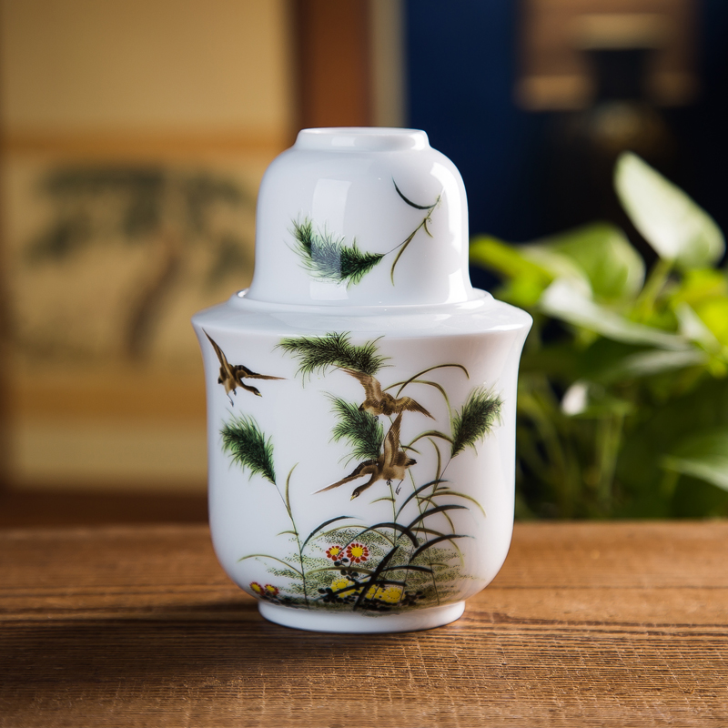 Jingdezhen ceramic four two hip flask wine temperature wine home hot warm flagon flagon liquor yellow rice wine