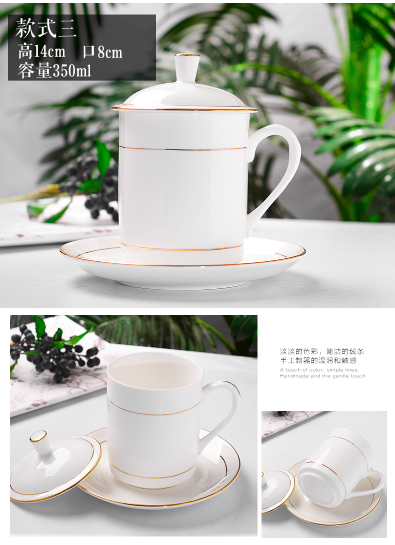 Jingdezhen ceramic cups with cover hand - made ipads China golden glass office meeting in up phnom penh cup custom LOGO