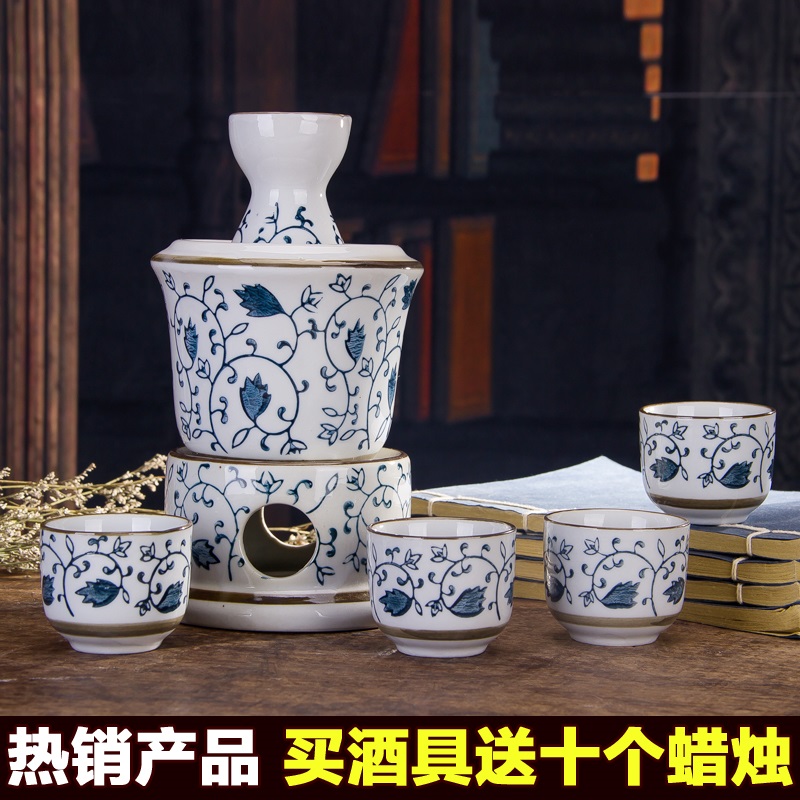 Jingdezhen ceramic wine set temperature wine pot hot hip warm wine decanters huangbai the qing hot warm wine decanters