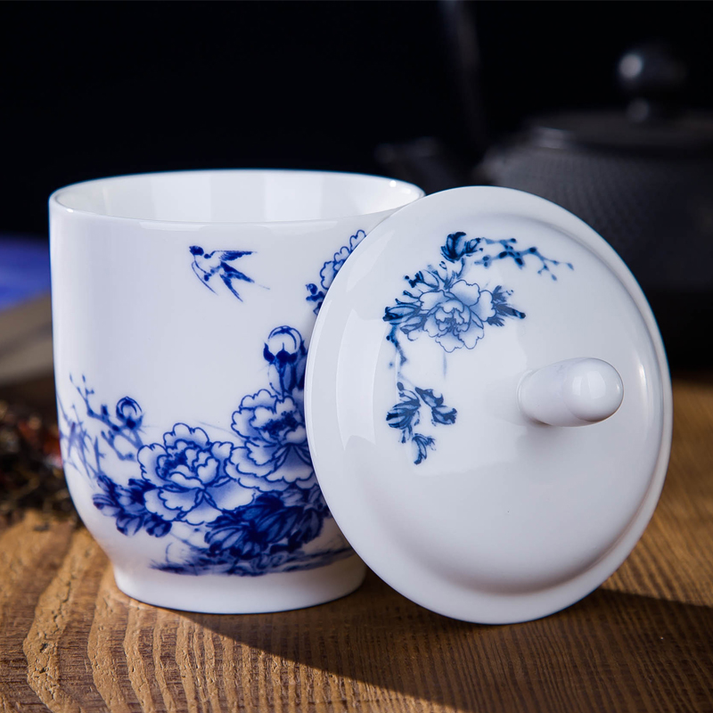 DE farce auspicious jingdezhen ceramic cups with cover ipads porcelain cup of water glass office meeting