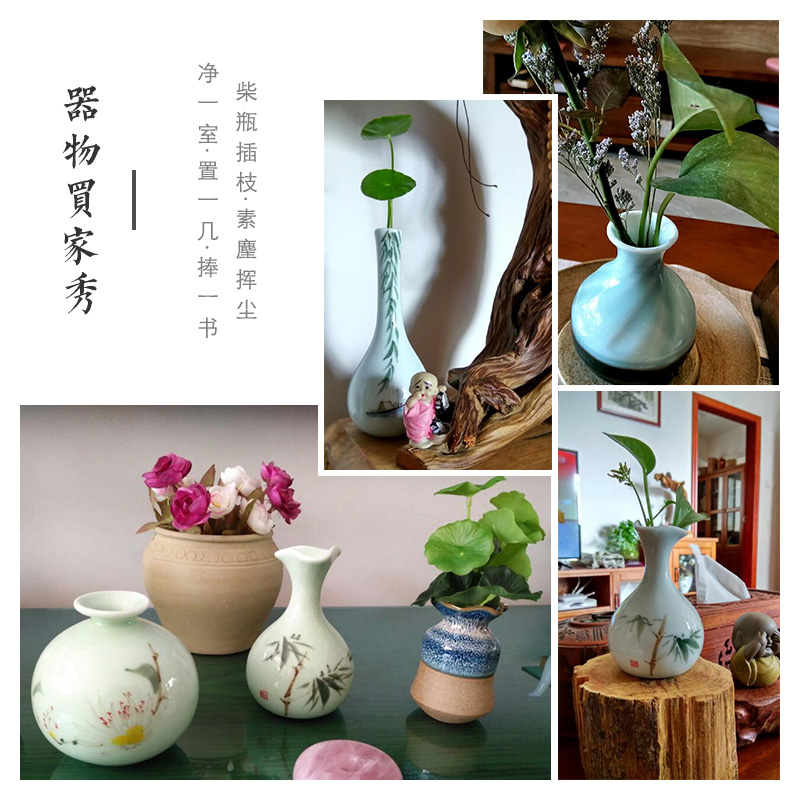 Jingdezhen ceramic furnishing articles miniature ceramic hand - made floret bottle a floret bottle small pure and fresh and hand - made porcelain arranging flowers