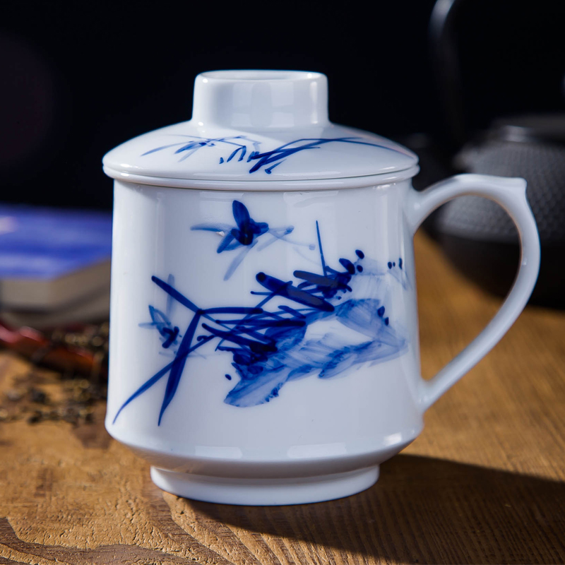 DE farce auspicious new of the independent film figure of jingdezhen ceramics cup with cover the tea cups