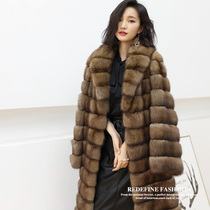 High-end products Russian starry sable mink coat female whole mink super long high luxury trench coat