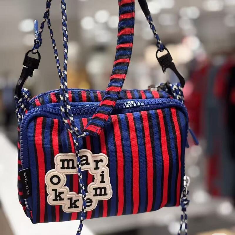 Finnish m Brand Shoulder Bag Drawstring Bag Handbag Crossbody Red and Blue Color-Blocking New in Stock Gift Color-Blocking Trendy Women's