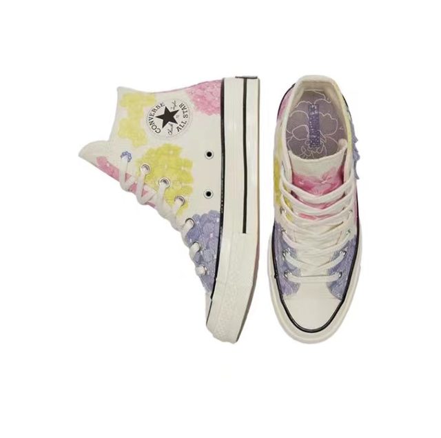 Converse 1970s Purple Floral Low-top Canvas Shoes Women's Summer Crystal Bottom Transparent Bottom 570581570580