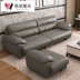 Sofa da bốn người ba người kết hợp văn phòng hiện đại tối giản phòng khách nhỏ màu đen căn hộ sofa da 123 - Ghế sô pha