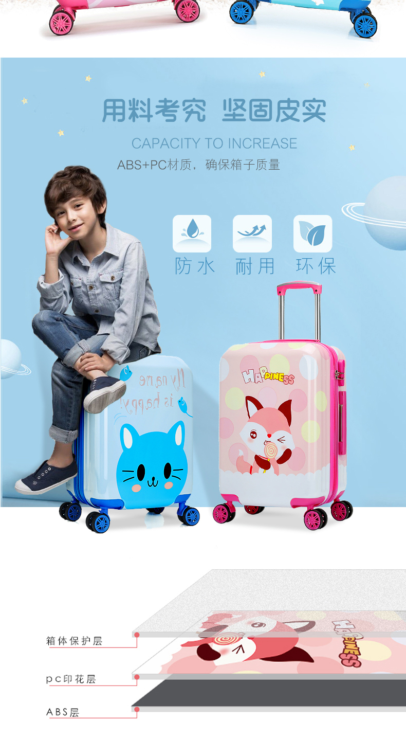Trẻ em vali nhỏ phim hoạt hình bé trai mật khẩu du lịch 18 inch 20 xe đẩy da hộp sinh viên nữ kéo hộp - Va li vali túi vải