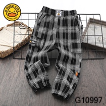 Little Yellow Duck Checkerboard Anti-mosquito Pants Long Length Casual Overalls Pants