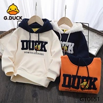 Little yellow duck childrens fleece sweater lamb velvet thickened hooded fleece sweater trendy