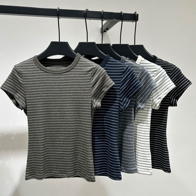 2026 Summer New Classic Striped Base Shirt Stretch Slim Fit Top Wool Silk Soft Comfortable T-Shirt 2026 Summer New Classic Striped Base Shirt Stretch Slim Fit Top Wool Silk Soft Comfortable T-Shirt