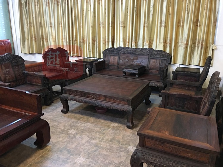 Nội thất gỗ gụ cửa hàng gỗ sồi đen gỗ sen lá sen Lào gỗ hồng mộc đại bàng bộ 11 cổ điển Trung Quốc - Bộ đồ nội thất bàn ghế phòng khách