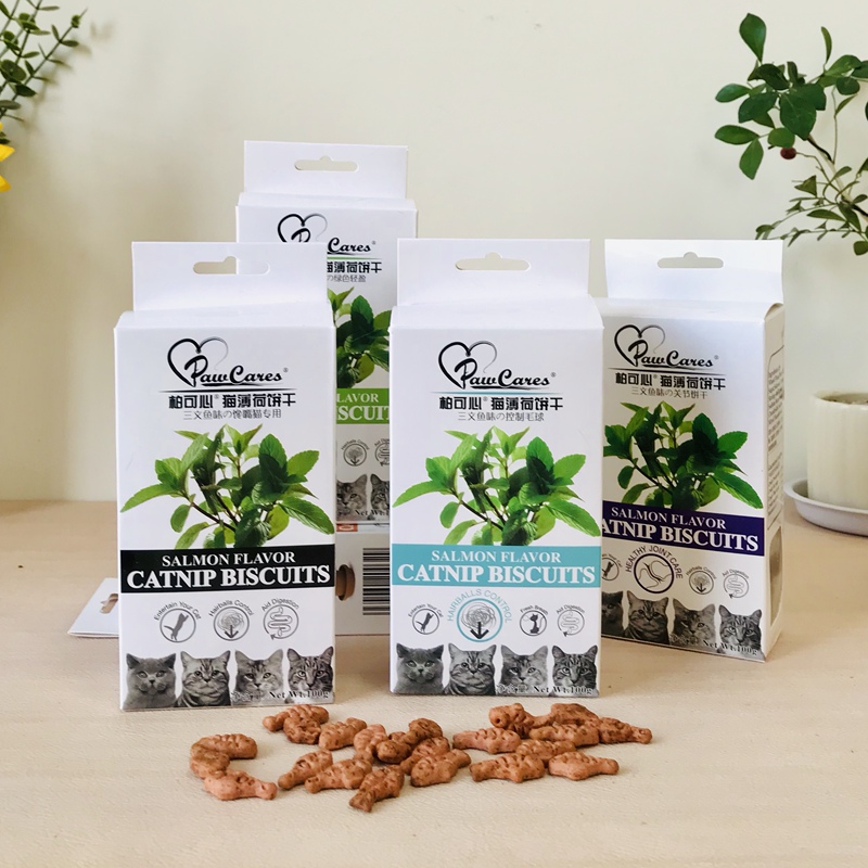 Malt Bear Baikexin Mint Cat Biscuits Cat Snacks Small Fish Biscuits Cat Meat Strips Reward Snacks 5 Boxes