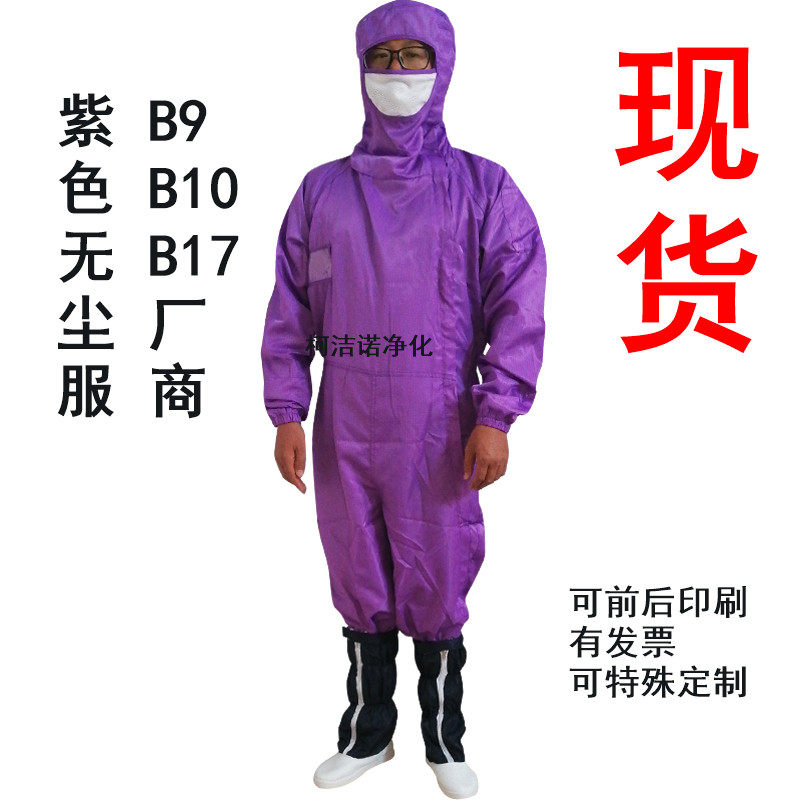 Spot Wuhan BOE B17 B9 purple dust-free clothes 100 grade class clean suit makers full bag style with face mask