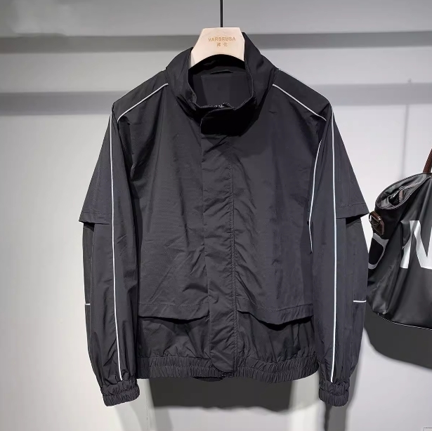 BIGEN Day Ensemble Trendy Reflective Collision Color Collar Jacket Male Tide T2023 Fall Loose Casual Design Sensation Jacket-Taobao