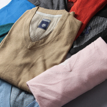 Autumn and winter New Large size mens V-neck pullover sweater solid color casual wool sweater pullover bottomed sweater