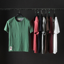 Foreign trade original single mens solid color base pure cotton washing polished round neck short sleeve T-shirt simple leisure