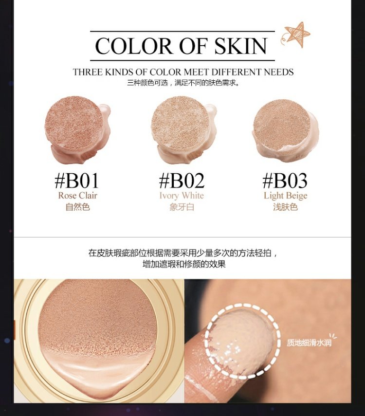 Air cushion BB cream che khuyết điểm dưỡng ẩm mạnh mẽ làm trắng da lâu trôi cc trang điểm nude không thấm nước làm sáng màu da không tẩy trang nền dạng lỏng chính hãng kem nền bb