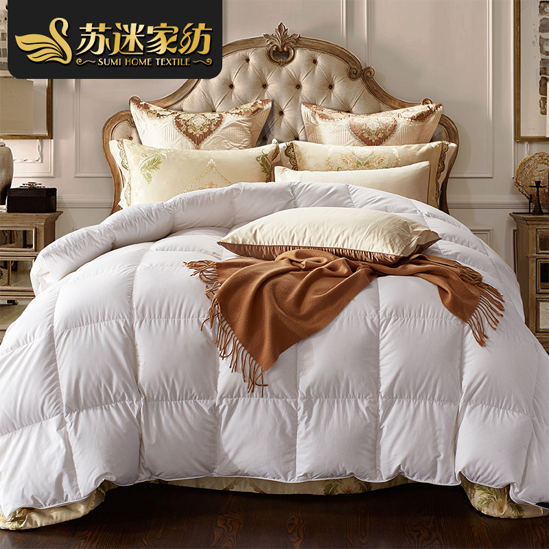 Seven-star hotel 95 white goose down quilt duvet thickened double 100 satin warm winter quilt core mute