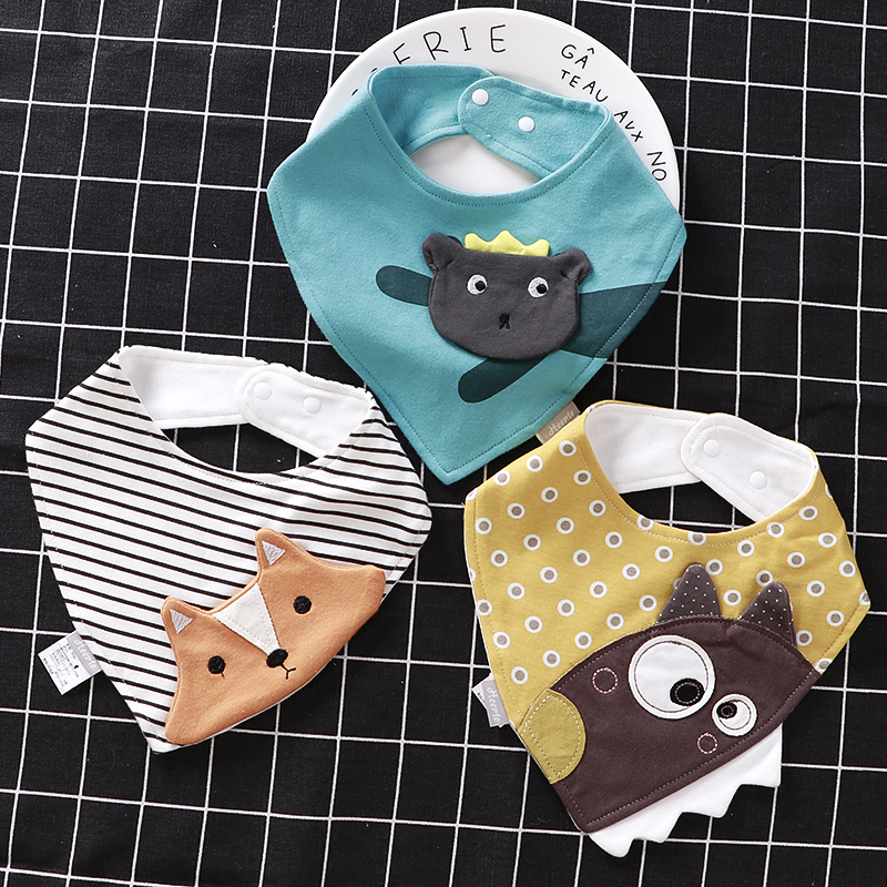 Baby Triangle Scarf Cotton Saliva Towel Baby Bib Double Snap Adjustment Newborn Bib Scarf Autumn/Winter Bib