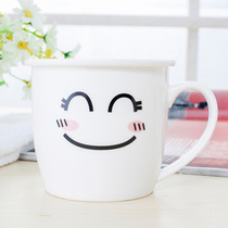 创意时尚可爱卡通杯表情早餐杯水杯牛奶杯骨瓷咖啡杯带盖马克杯具