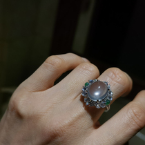 Generous and luxurious natural water foam jade sterling silver ring first encounter original