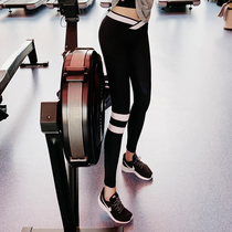 Byu Run White stripe sweatpants Womens quick-drying tight professional yoga pants Gym running training compression pants