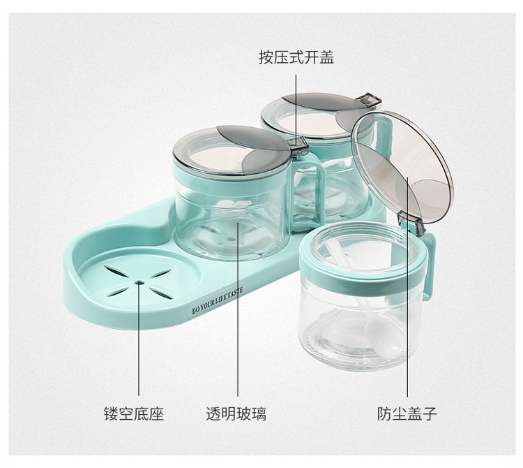 đèn led theo nhạc [Cửa hàng bách hóa Yuyu] sự kết hợp của hộp gia vị sáng tạo lọ gia vị lọ thủy tinh gia vị lọ lọ gia vị - Thiết bị sân khấu đèn led chiếu sáng sân khấu